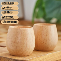 Tasse à saké ronde en bois, taille personnalisée, bois de hêtre naturel, couleur originale, tasse à thé ou à café de bureau