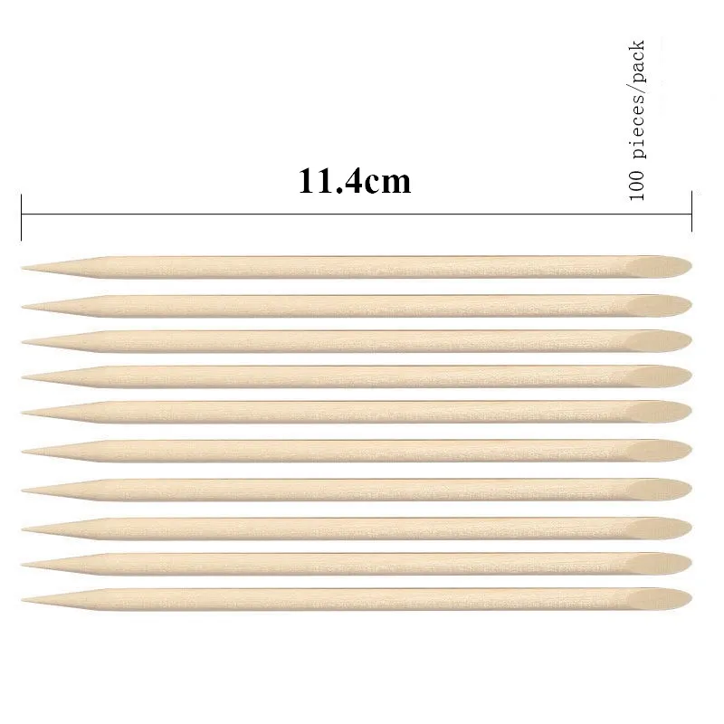 Double Ended Manicure En Pedicure Gereedschap Oranje Houten Nail Sticks Gratis Sample Manicure Sticks Voor Nail Art Schoonheid