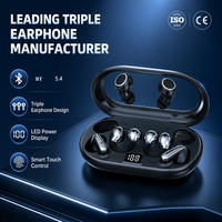 Ensemble d'écouteurs 3-en-1 innovant : écouteurs sans fil à clipser et intra-auriculaires avec rappel par vibration, marque privée, OEM, ODM, application personnalisée, usine
