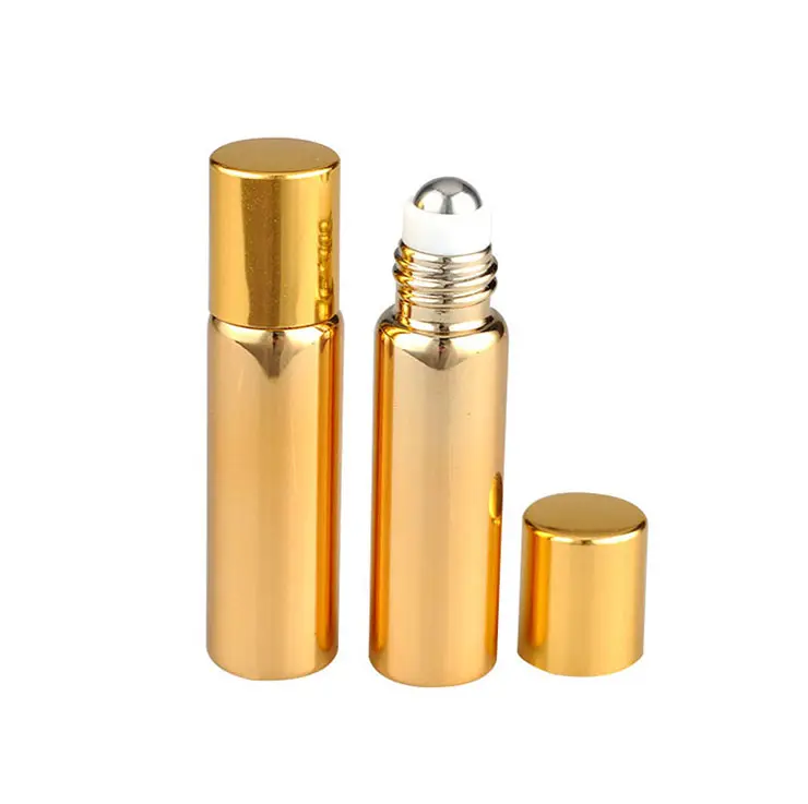 Botella cilíndrica de cristal para Perfume, botella pequeña de 5ml con rodillo de cristal para aceites esenciales