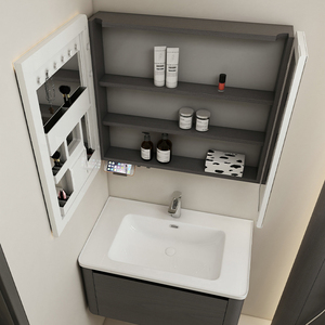 Simple Bathroom Plywood Vanity Cabinet Combination Set with <b>Led</b> <b>Mirror</b> and Ceramic Basin - Product Image 3