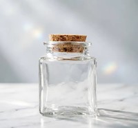 Toples Penyimpanan Makanan Kaca Mini Persegi 50ml Transparan Dengan Tutup Gabus Anti Bocor Wadah Bumbu Dapat Digunakan Kembali Untuk Dapur Rumah Tangga