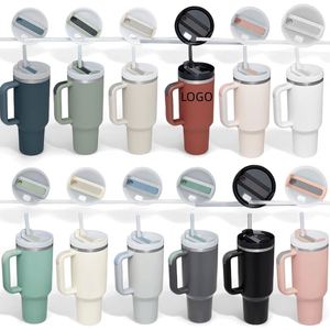 Custom Logo 40 oz Stainless Steel Vacuum Insulated Metal Cup Travel Mugs Teal Coffee Mug 40oz Tumbler With Handle - Product Image 1