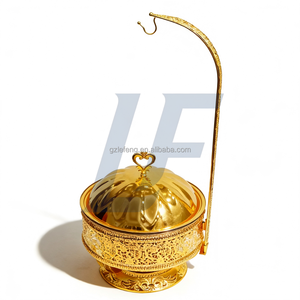 웨딩 파티 연료 가열 뷔페 케이터링 음식 보온기 뷔페 골든 샤핑 행잉 골드 브래스 차핑 디쉬 - Product Image 5