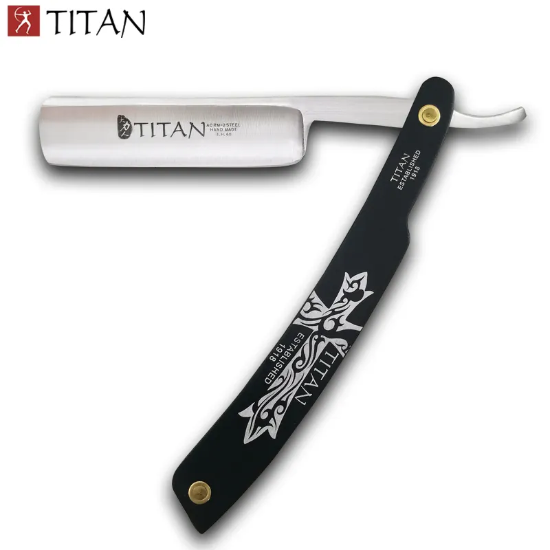 Saplı güvenlik jilet çelik bıçak keskin erkek tıraş düz Razor Titan Metal ücretsiz Oem Logo tıraş bıçağı tek bıçak