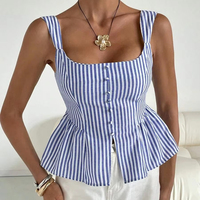 Personnalisé de haute qualité femmes décontracté été gilets personnalisable Sexy mignon rayé haut court