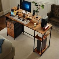 Bureau d'ordinateur pour bureau à domicile au design minimaliste avec 3 tiroirs de classement et étagère de rangement pour chambre à coucher ou bureau