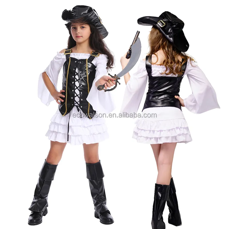 ハロウィーンの女の子海賊パーティーコスチュームコスプレ子供の女の子海賊ロールプレイングパフォーマンスコスチューム帽子付き