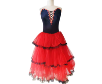 Nouveau costume de ballet de robe longue de ballet en velours noir et tulle rouge de style espagnol. Nouveau -- 31