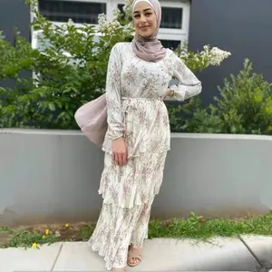 2021 hot selling Muslim hijab pleated chiffon dress Islamic clothing