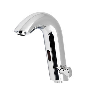 Grifo Mezclador de Lavabo Electrónico de Latón Sólido con Fotocélula, Agua Fría y Caliente, Montaje de un Solo Orificio, Acabado Cepillado para Uso Escolar - Product Image 1