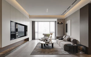 Meuble TV mural moderne en bois avec rangement, design contemporain pour salon - Product Image 5