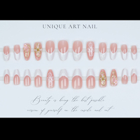 Lot de 24 Faux Ongles Français à Presser avec Fleurs 3D, Prêts à l'Emploi, Personnalisés pour les Doigts
