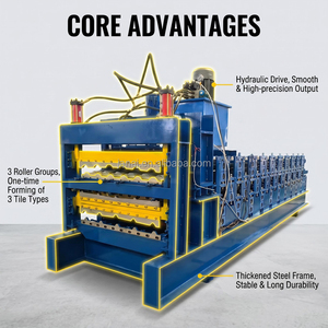 Machine de formage automatique à trois couches pour tôles <span class=keywords><strong>GI</strong></span>, prix usine, machine de fabrication de garnitures de carrelage en acier inoxydable, vente chaude - Product Image 4