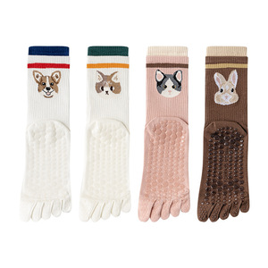 Yoga Socks Five Finger Non Slip Cotton Cartoon Animal Design For Women Yoga Practice - Product Image 5