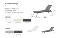 Chaise longue empilable sans accoudoirs en aluminium, mobilier d'extérieur, chaise longue de piscine réglable à 4 positions pour hôtel et complexe hôtelier