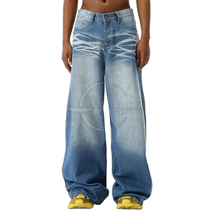 Wholesale High Quality Hot Sale Men's <b>Denim</b> 2024 Autumn/Winter Straight Loose Fit Lightweight Distressed Washed Solid Color High - Product Image 5