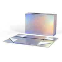 Boîtes cadeaux magnétiques avec couvercle, boîte en carton pliable de luxe, boîte cadeau holographique, carton portable, Noël