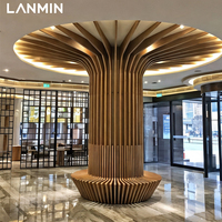 Columna Decorativa de Aluminio con Forma de Árbol Personalizada, Pilar Metálico Artístico Integrado en el Techo para Decoración de Interiores Comerciales