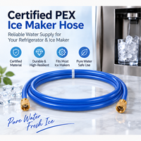 Tuyau d'alimentation en eau pour machine à glaçons PEX 1/4 pouce à compression H59-1 en laiton bleu foncé 4-20 pieds PI6-01