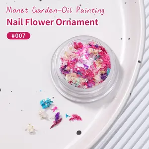 Kustom 8 warna musim semi bunga desain kuku bunga kering Mini untuk seni kuku minyak kuku bunga kering