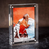 Cadre photo magnétique transparent en acrylique, 20 mm d'épaisseur, double face, personnalisable, pour affichage de photos sur bureau, cadeau personnalisé, décoration