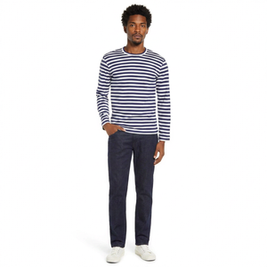 Wholesale Custom Men Striped Long Sleeve T Shirt Cotton Breathable Casual Striped Tee Shirts Manufacturer Crewneck Male Clothing - Product Image 1