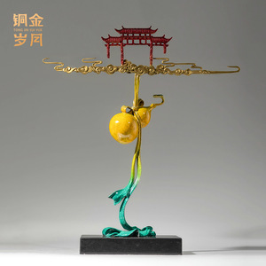 Ornement en laiton en forme de gourde, motif Nuage Palais, symbole Feng Shui, décoration de table pour le Nouvel An Chinois - Product Image 4