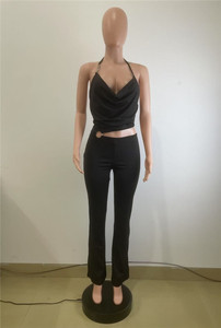 Tute da <span class=keywords><strong>donna</strong></span> con anello in metallo ritagliato con scollo all'americana - Product Image 5