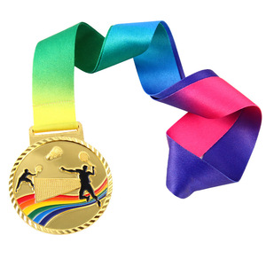 Médailles personnalisées pour événements sportifs, en émail 3D, dorées, pour la natation, la course à pied, le football, le basketball, avec ruban écologique - Product Image 3