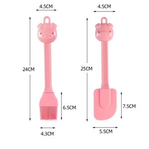Set di accessori da cucina Set di attrezzature da forno resistente 2 pezzi antiaderente in Silicone rosa carino raschietto Set di pennelli <span class=keywords><strong>per</strong></span> torta - Product Image 4