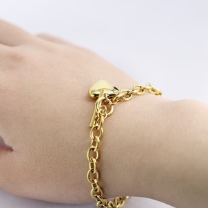 Bracelet en acier inoxydable en forme de cœur, couleur or, unisexe, bijoux cadeau, bracelet à fermoir OT - Product Image 2