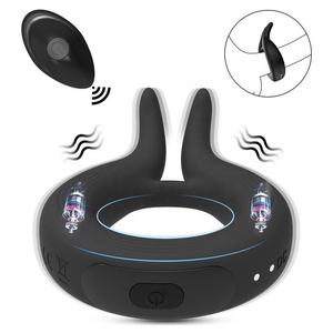 Anneau de pénis sans fil pour <span class=keywords><strong>couple</strong></span>, jouet sexuel vibrant puissant, anneau de pénis à télécommande, jouet sexuel oreilles de lapin, anneaux de pénis, jouets sexuels pour hommes gays - Product Image 1