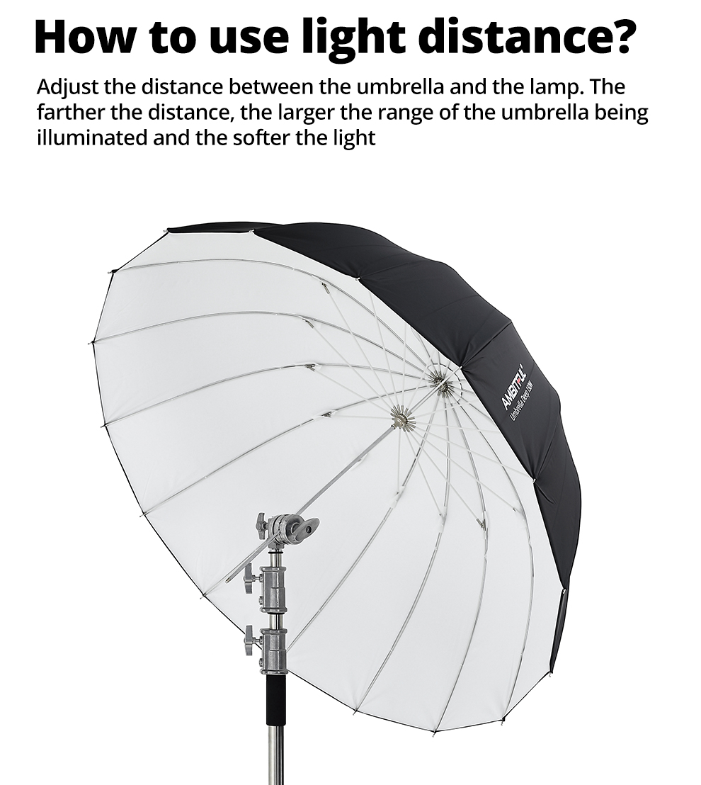 AMBITFUL 105cm 130cm 160cm Deep Parabolic Black Silver White Reflective Umbrella Studio Light Umbrella Diffuser Cover Cloth