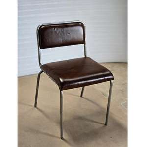 Chaise de bureau minimaliste moderne avec structure en acier inoxydable et siège en cuir PU, chaises de bar noires épaissies de haute qualité - Product Image 3