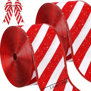 Cinta de Grosgrain a Rayas Rojas y Blancas de 1.5 Pulgadas, Personalizada, de una Sola Cara, <span class=keywords><strong>para</strong></span> Decoraciones <span class=keywords><strong>Navideñas</strong></span>, al por Mayor - Product Image 4