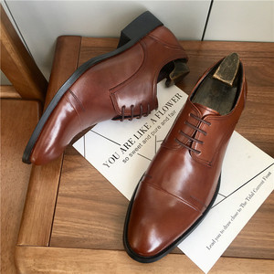 Zapatos de cuero de tres piezas con cordones, elegantes, formales, casuales, estilo británico, para hombre, para oficina y traje. - Product Image 1