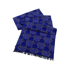 Royalblue lenço de seda puro, cachecol longo escovado para mulheres