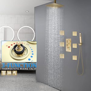 3-Way <strong>Shower</strong> Diverter <strong>Valve</strong> and Trim Kit Thermostatic Brass <strong>Shower</strong> <strong>Mixing</strong> <strong>Valve</strong> 3 Square Knobs <strong>Shower</strong> System <strong>Replacement</strong> - Product Image 5