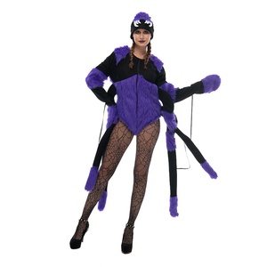Costume da <span class=keywords><strong>Ragno</strong></span> Peloso Viola per <span class=keywords><strong>Donna</strong></span>, con Zampe e Cappello da Mostro, per Halloween, Travestimento da Insetto Spaventoso per Feste in Maschera - Product Image 3