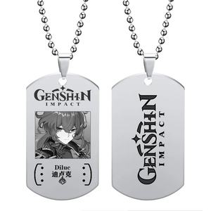 Juego <span class=keywords><strong>Genshin</strong></span> impacto collar Xiao Zhongli titanio acero colgante Moda hombre mujer Cosplay accesorio - Product Image 6