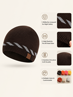 Bonnet tricoté réfléchissant pour la nuit, élastique, chaud pour l'hiver, idéal pour la course en extérieur et le cyclisme, plusieurs couleurs