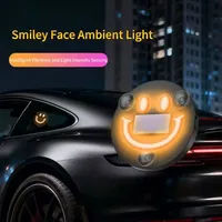 Lumière LED néon sans fil à énergie solaire avec visage souriant, 6 couleurs, lampe d'ambiance intérieure de voiture, accessoire décoratif automobile