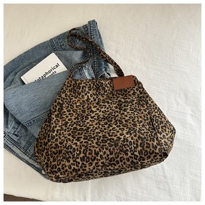 Fashion Versatile Leopard Print Shopping Bag Large Capacity Canvas <b>Handbag</b> Women's Shoulder Bag - Product Image 4