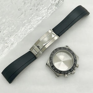Boîtier de montre multifonction en acier inoxydable, or rose, 39mm, saphir, bracelet en caoutchouc, boucle réglable pour mouvement VK63A, 29.5mm - Product Image 2