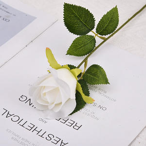 Fleur artificielle à toucher réel de 50 cm, rose en velours à tige unique, rose blanche pour la décoration de mariage, de la maison, du café et de la boutique - Product Image 5