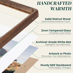 Picture <b>Frame</b> Wood Walnut Wooden Photo <b>Frames</b> with Tempered Glass for Hanging or Tabletop Displaying Horizontally or Vertically - Product Image 6