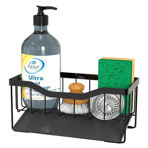 Meilleur <span class=keywords><strong>porte</strong></span>-éponge en acier inoxydable pour évier de cuisine avec plateau de vidange automatique Organisateur de caddie Stockage de savon à vaisselle à vidange automatique pour comptoir - Product Image 4
