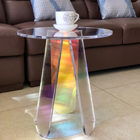 HOMESWEET Table basse moderne nordique en acrylique irisé Table basse d'appoint colorée irisée