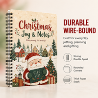 Cuaderno Espiral Premium al por Mayor con Lista de Regalos Navideños Impresa, A5, 100 Hojas, Papel Rayado de 80 g/m², Cubierta de 300 g/m², Encuadernación de Doble Alambre